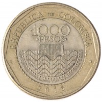 Монета Колумбия 1000 песо 2015
