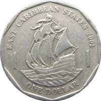 Монета Карибы 1 доллар 2002