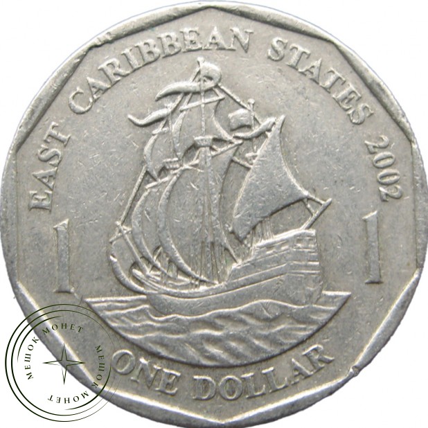Карибы 1 доллар 2002