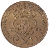 Монета Швеция 5 эре 1950
