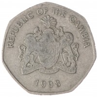 Монета Гамбия 1 даласи 1998