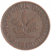 Монета Германия (ФРГ) 1 пфенниг 1950