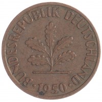 Монета Германия (ФРГ) 1 пфенниг 1950