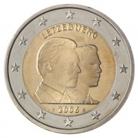Монета Люксембург 2 евро 2006 25 лет принца Гийома