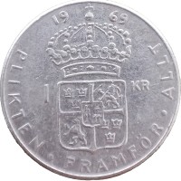 Монета Швеция 1 крона 1969