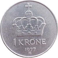 Монета Норвегия 1 крона 1977