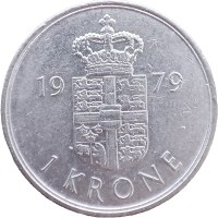 Монета Дания 1 крона 1979