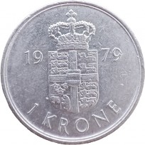 Монета Дания 1 крона 1979