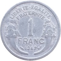 Монета Франция 1 франк 1947