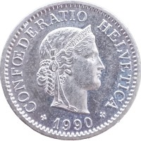 Швейцария 10 раппенов 1990