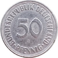 Монета Германия (ФРГ) 50 пфеннигов 1950