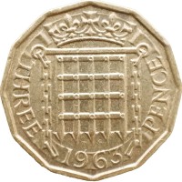 Монета Великобритания 3 пенса 1963