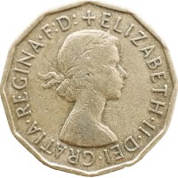 Монета Великобритания 3 пенса 1957