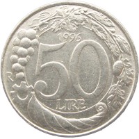 Монета Италия 50 лир 1996