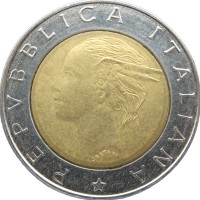 Монета Италия 500 лир 1993