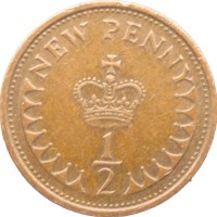 Монета Великобритания 1/2 нового пенни 1979