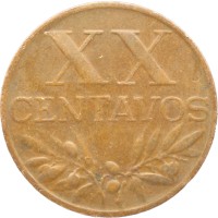Монета Португалия 20 сентаво 1964