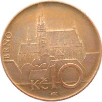 Монета Чехия 10 крон 2003