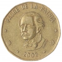 Монета Доминиканская республика 1 песо 2002