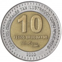 Уругвай 10 песо 2000
