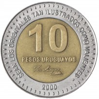 Монета Уругвай 10 песо 2000