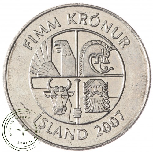 Исландия 5 крон 2007 — 90621414-2