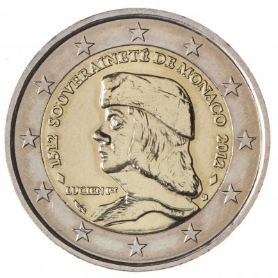 Монета Монако 2 евро 2012 500 лет Монако