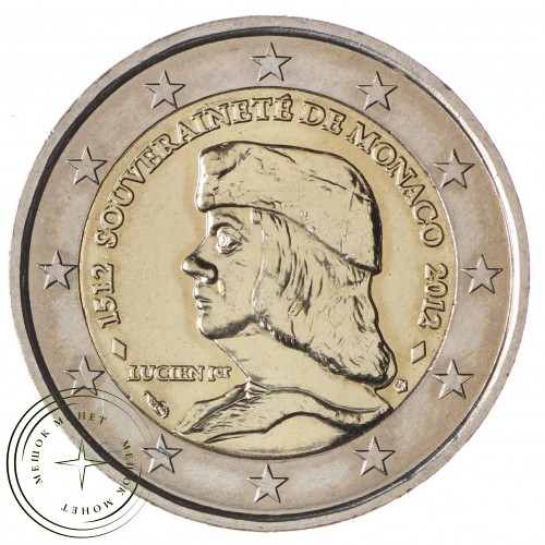 Монако 2 евро 2012 500 лет Монако