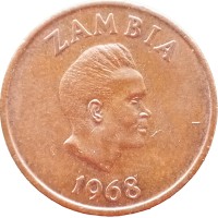 Монета Замбия 2 нгве 1968
