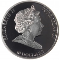 Монета Острова Кука 10 долларов 2008 Русский царь Павел I Петрович