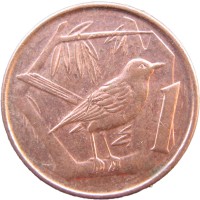 Монета Каймановы острова 1 цент 1992