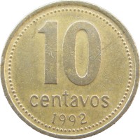 Монета Аргентина 10 сентаво 1992