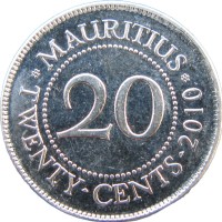 Монета Маврикий 20 центов 2010