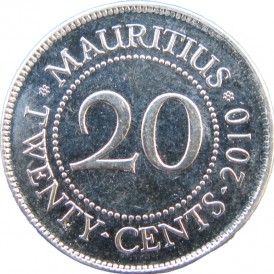 Монета Маврикий 20 центов 2010