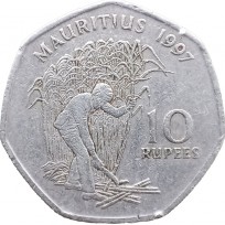 Монета Маврикий 10 рупий 1997