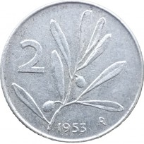 Монета Италия 2 лиры 1953