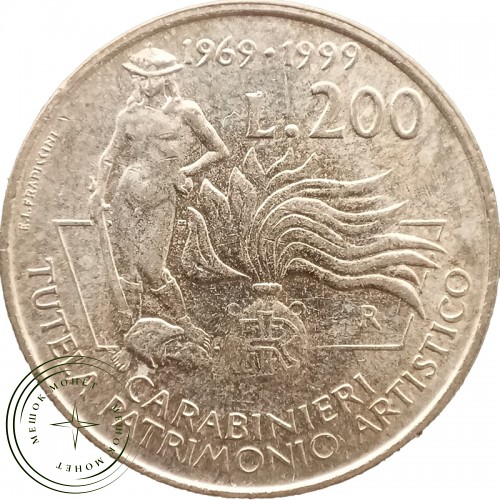 Италия 200 лир 1999 Карабинеры, защита культурного наследия — 28451472-2