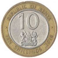 Монета Кения 10 шиллингов 2010