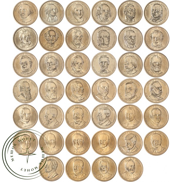 США Набор 1 доллар Президенты 40 монет