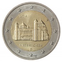 Монета Германия 2 евро 2014 Нижняя Саксония (Церковь Св. Михаэля в Хильдесхайме)
