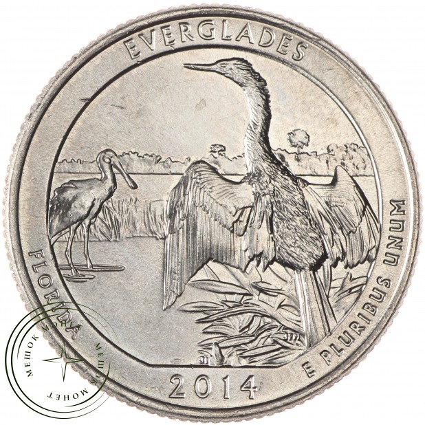 США 25 центов 2014 Национальный парк Эверглейдс