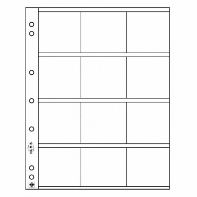 Лист NUMIS для монет в холдерах 12 ячеек 50x50