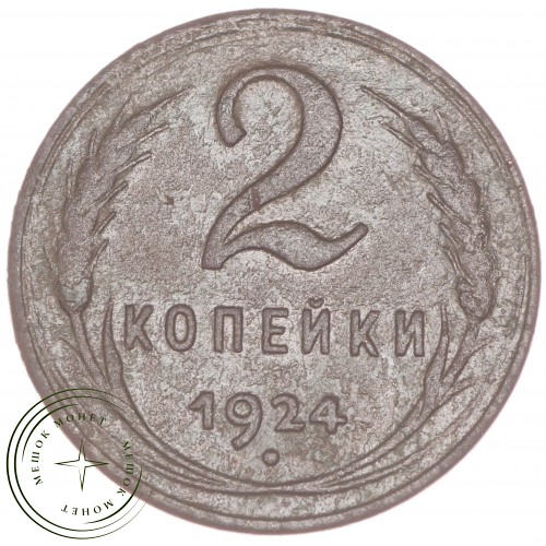 2 копейки 1924 гладкий гурт — 937029566