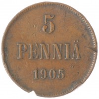 Монета 5 пенни 1905