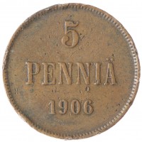 Монета 5 пенни 1906