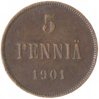 Монета 5 пенни 1901