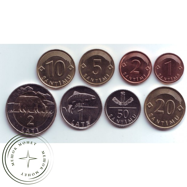 Латвия набор разменных монет образца 1992