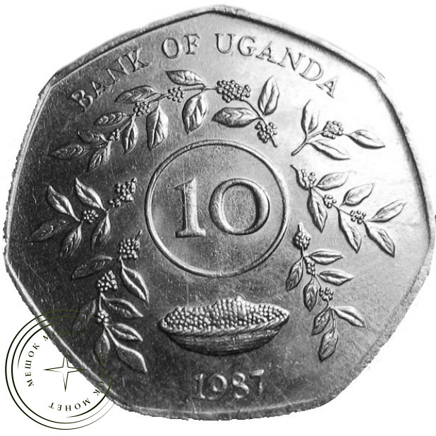 Уганда 10 шиллингов 1987