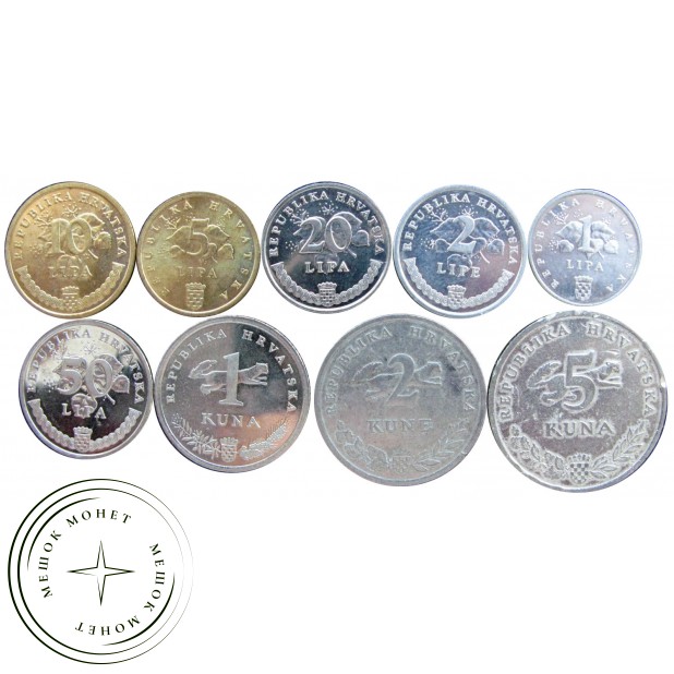 Набор монет Хорватии (9 монет)