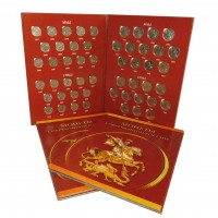 Набор монет погодовка современной России 1997-2014, 1 копейка и 5 копеек в альбоме-планшете